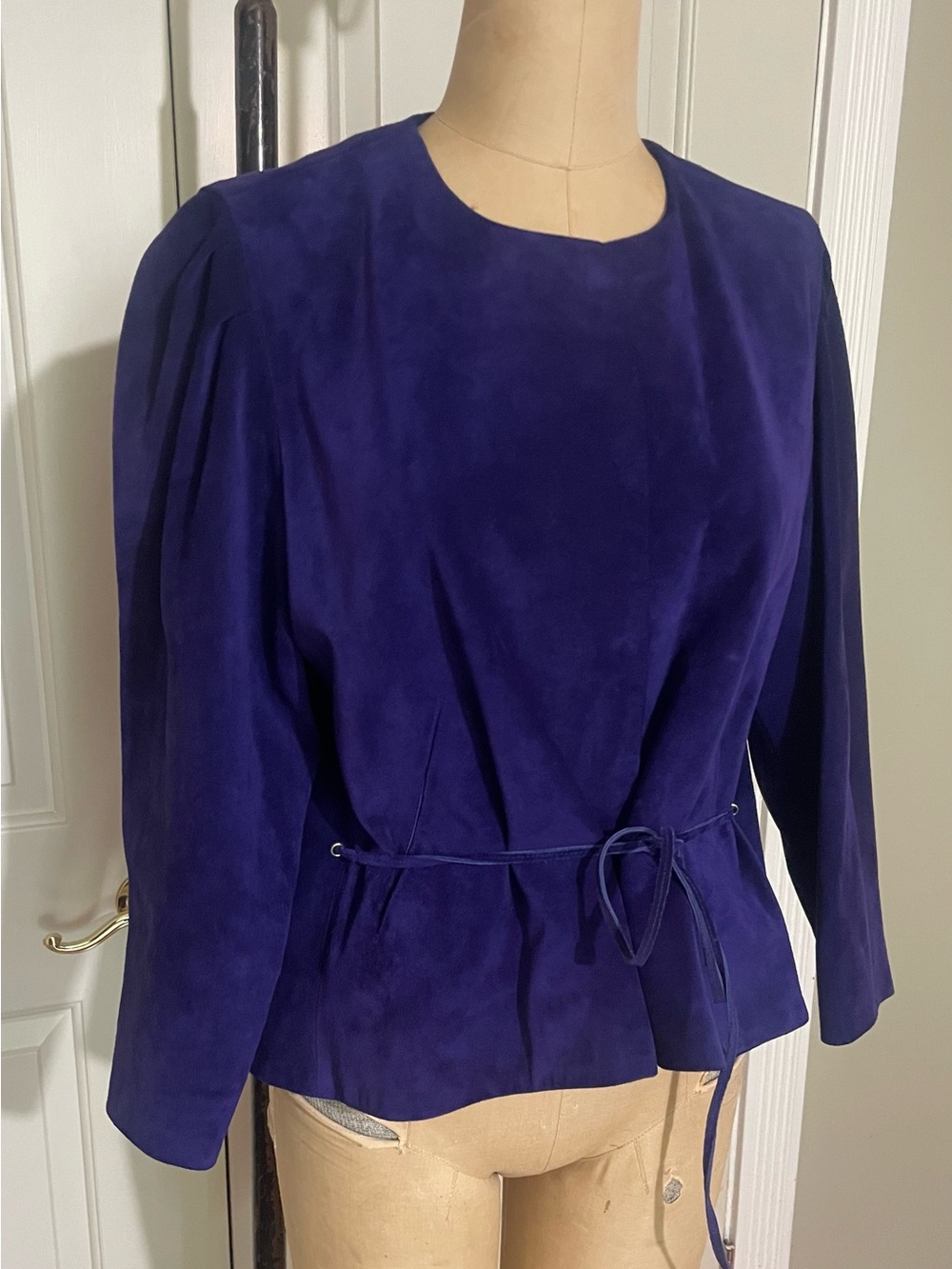 Isabel Marant Deep Purple Suede Tie-Waist Blazer with Peplum medium